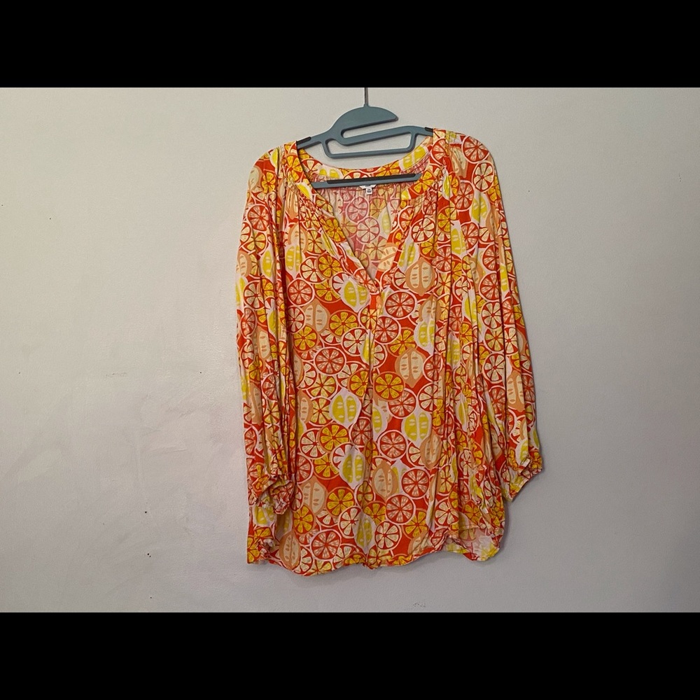 Crown an Ivy Citrus Print V-Neck Top
